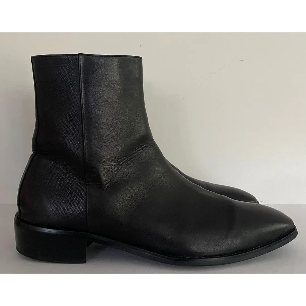 Aldo Mens Amur Flex Ankle Boot Black Leather Side Zip Square Toe Work 14 EUR 47